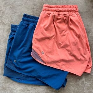 lululemon hotty hot low-rise lined shorts 4" (BOTH!)